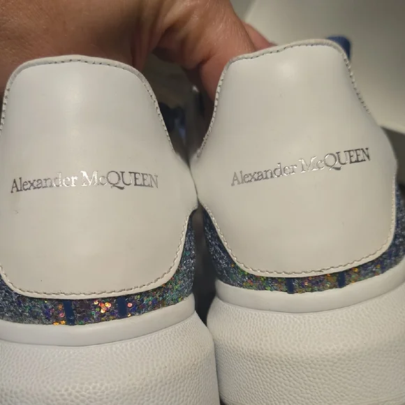 Alexander McQueen White Sneakers with Blue Glitter - Picture 1 of 10